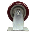 4  inch medium duty plate rigid jujube red  mute PVC casters